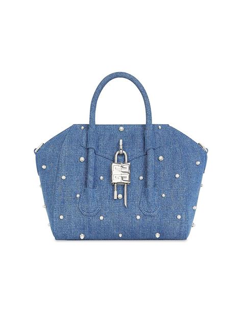 what size is the givenchy medium antigona|mini antigona lock denim tote bag.